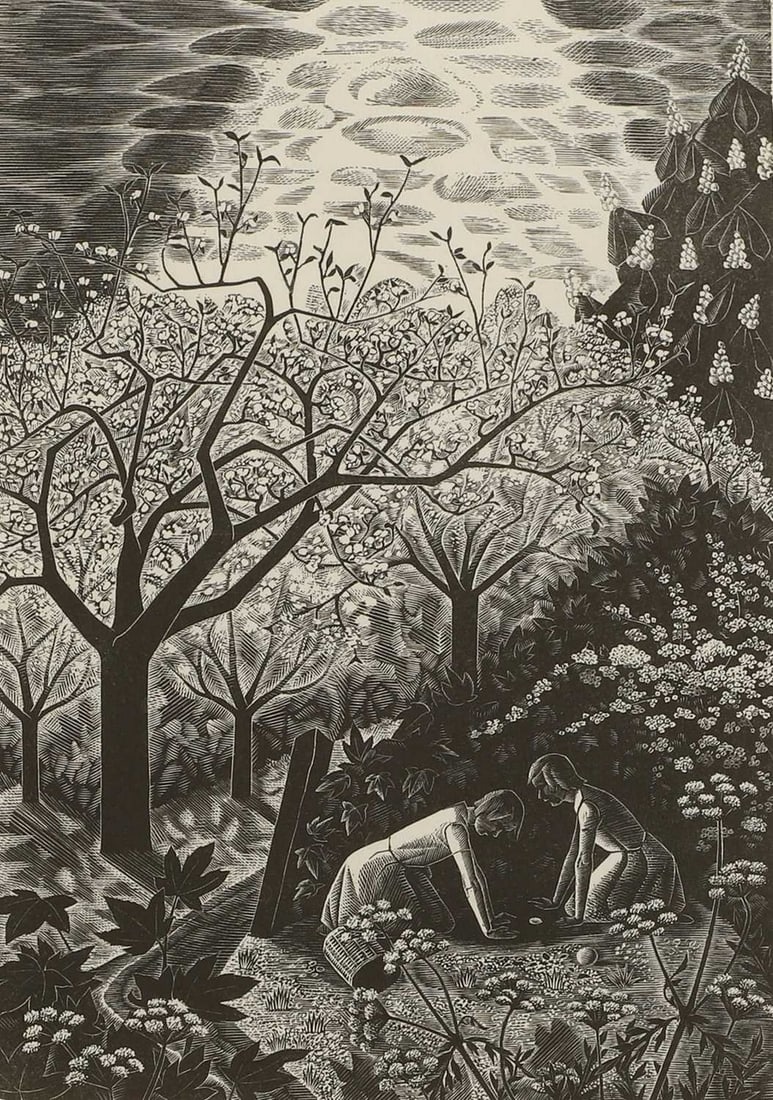 ▲ Monica Poole (British, 1921-2003) 'Apple Tree': ▲ Monica Poole (British, 1921-2003) 'Apple Tree' wood engraving, signed 'Monica Poole' in pencil l.r., inscribed with title and numbered 22/50 (image 22 x 14.5cm; framed 40 x 31cm) Condition Rep