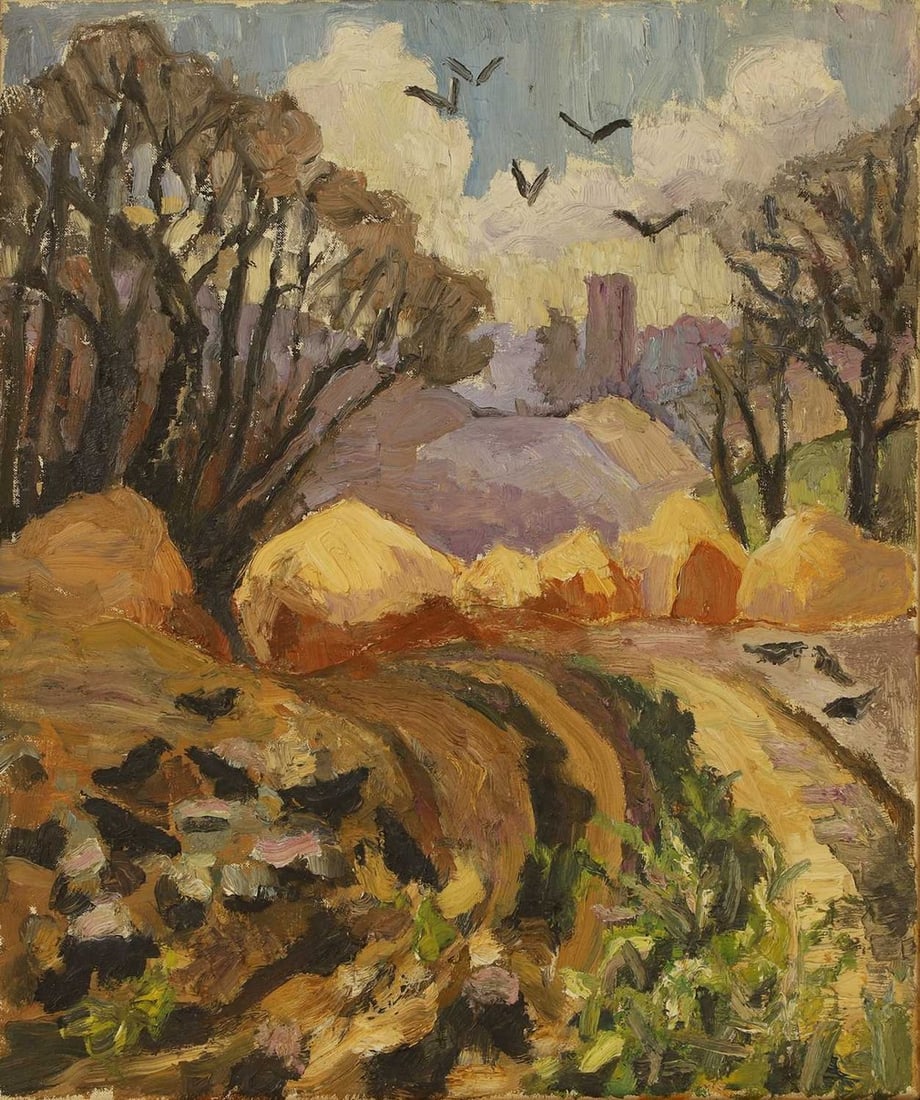 ▲ Lucy Harwood (British, 1893-1972) View of St Mary's Church, Kersey: ▲ Lucy Harwood (British, 1893-1972) View of St Mary's Church, Kersey signed 'LUCY HARWOOD' verso, oil on canvas (60 x 50cm; framed: 62 x 52cm) Condition Report: Light surface dirt. There are sma