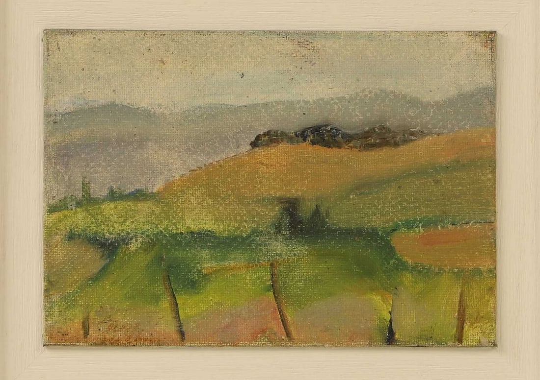 ▲ Rose Hilton (British, 1931-2019) Cornwall: ▲ Rose Hilton (British, 1931-2019) Cornwall signed 'Rose Hilton' l.l., oil on canvas board (12 x 17.5cm; framed 25 x 29.5cm) Condition Report: Signature is a little faint. A little light surface