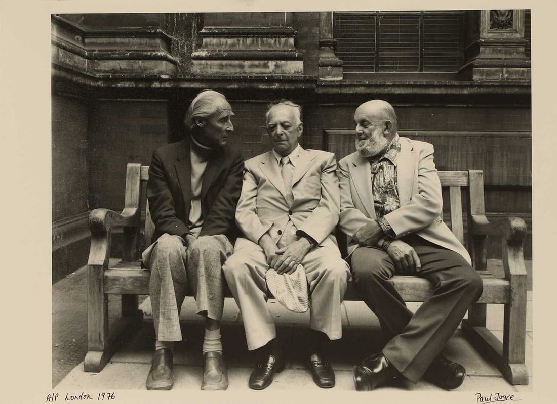 ▲ Paul Joyce (British, b.1944) Triple portrait of Bill Brandt, Brassaï and Ansel Adams,: ▲ Paul Joyce (British, b.1944) Triple portrait of Bill Brandt, Brassaï and Ansel Adams, 1976 gelatin silver print, artist's proof, signed 'Paul Joyce' in pen l.r., inscribed and dated 'A/P