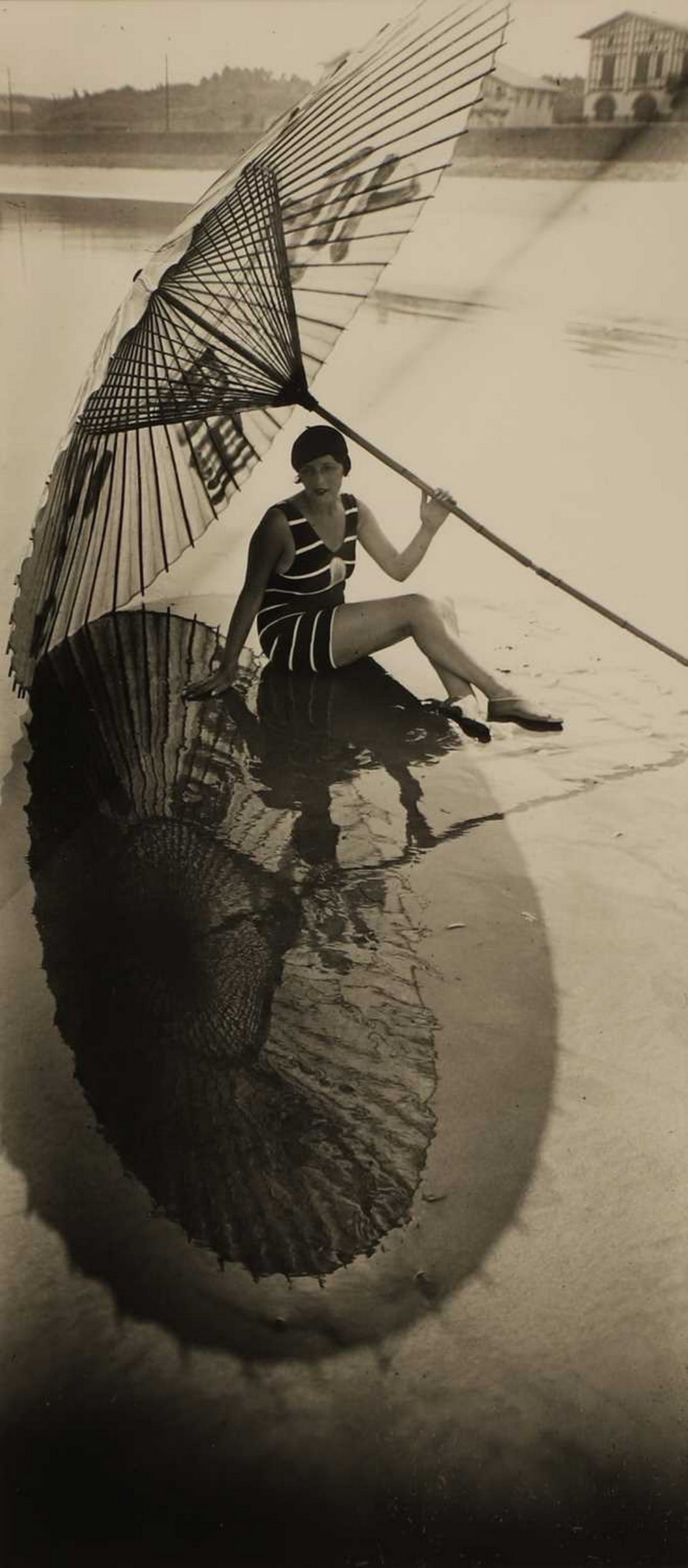 ▲ Jacques-Henri Lartigue (French, 1894-1986) 'Hendaye, August 1927: Bibi with Shadow and: ▲ Jacques-Henri Lartigue (French, 1894-1986) 'Hendaye, August 1927: Bibi with Shadow and Reflection' gelatin silver print, printed later (visible 34.5 x 15.5cm; framed 64.5 x 42.5cm) Provenance: