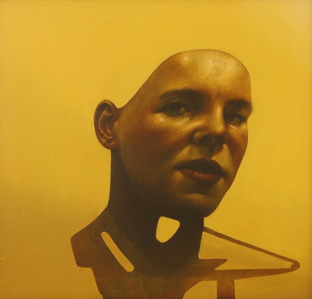 ▲ Craig Mulholland (British, b.1969) 'M/Female Head No.1': ▲ Craig Mulholland (British, b.1969) 'M/Female Head No.1' inscribed with title verso, oil on canvas (60 x 60cm; framed 72 x 72cm) Provenance: With Duncan R Miller Fine Arts, London; The Clock Ho