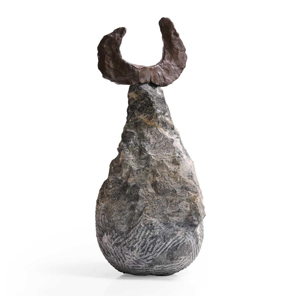 ▲ Peter Randall-Page RA (British, b.1954) 'Night Song', 1984: ▲ Peter Randall-Page RA (British, b.1954) 'Night Song', 1984 Verde Patricia marble and bronze (16cm wide, 20cm deep, 42cm high) (2) Provenance: With Anne Berthoud Gallery, London, 1985, where pu