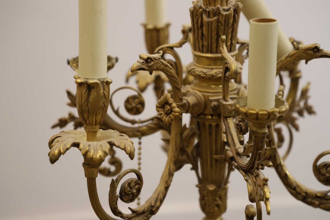 An six branch gilt metal chandelier, early 20th century, - 2