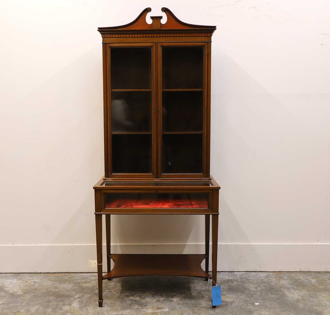 An Edwardian mahogany display cabinet, 20th century, (1 of 2)
