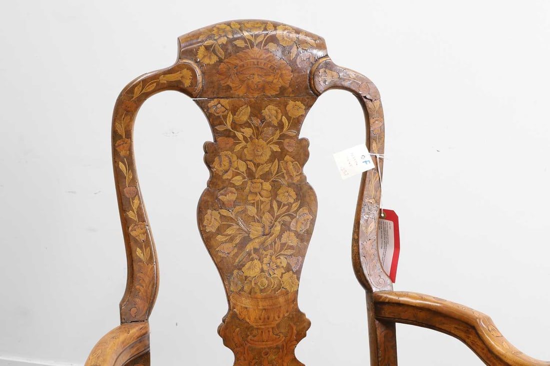 A Dutch marquetry armchair, - 2