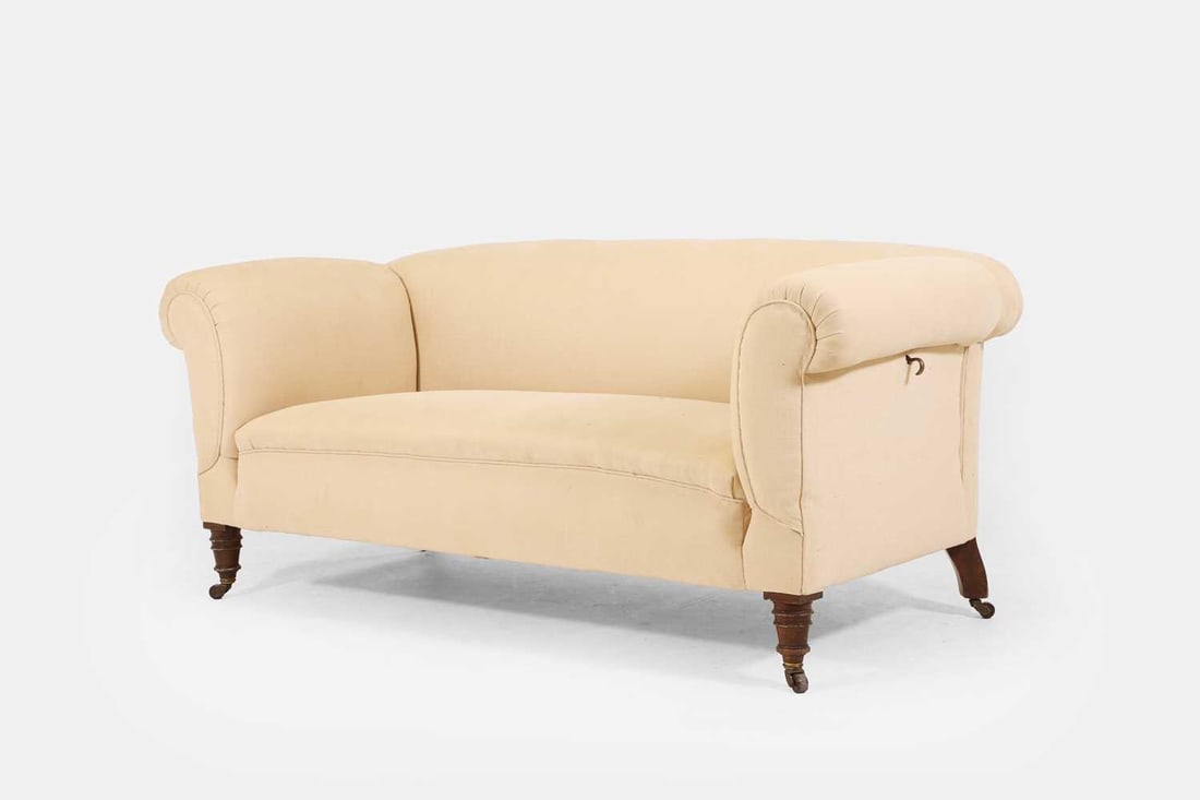 A small Victorian drop-arm sofa, early 20th century, - 2
