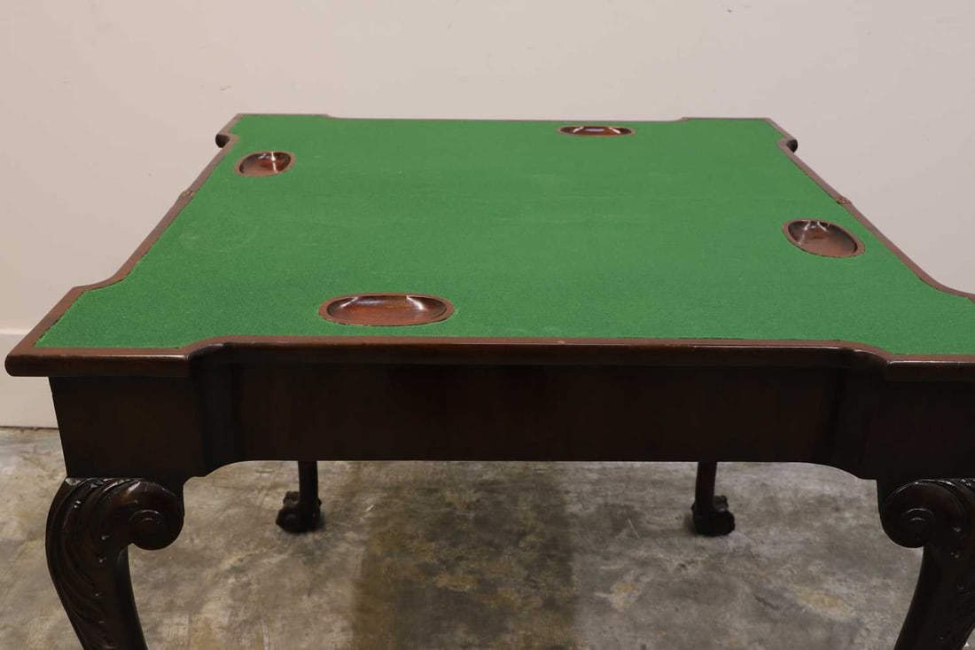 A George II mahogany fold-over card table, circa 1750, - 2