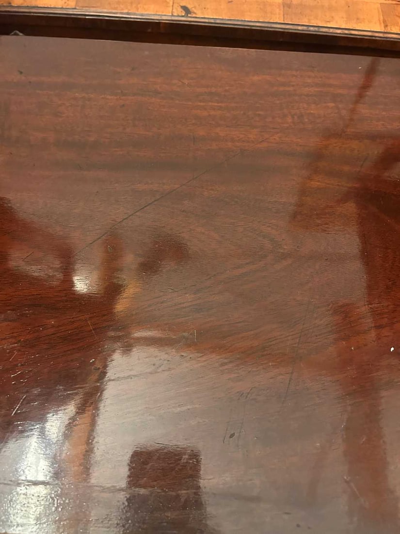 A George II mahogany fold-over card table, circa 1750, - 5