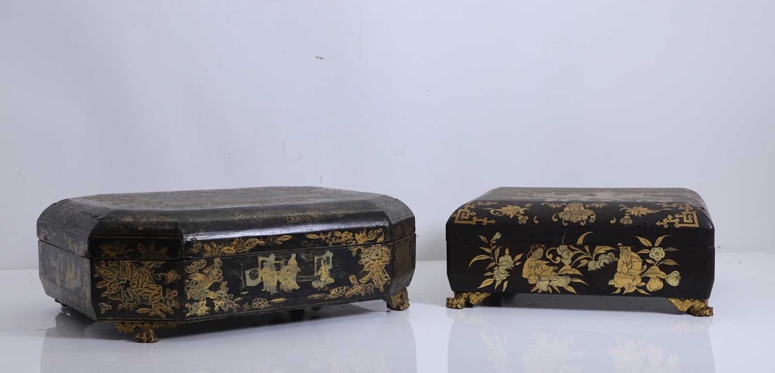 A Chinese export lacquered games box, 19th century, (1 of 2)
