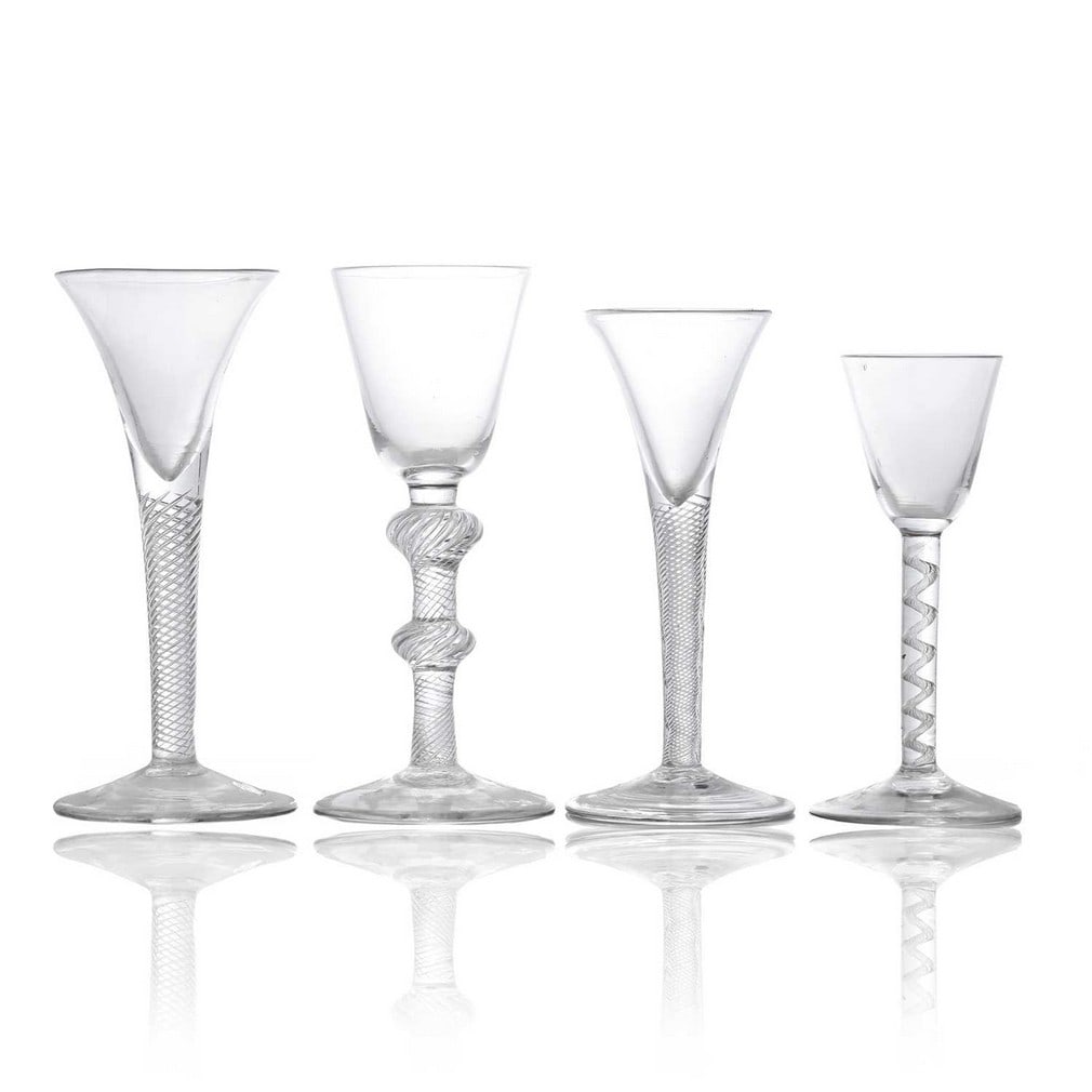 Four air twist wine glasses, circa 1750, (1 of 2)
