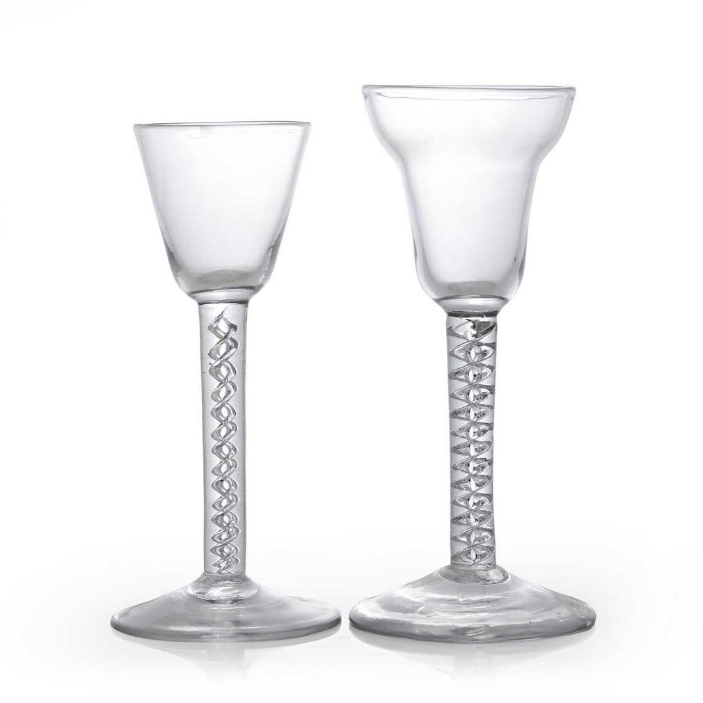 Two air twist wine glasses, circa 1750, (1 of 2)