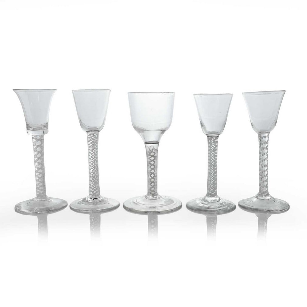 A group of five wine glasses, circa 1765, (1 of 2)