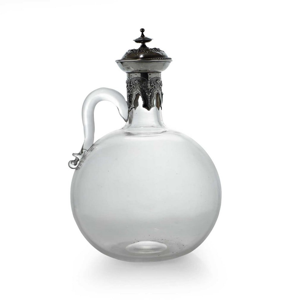 A silver-mounted glass claret jug, the mounts by Robert Hennell III, London, 1859, (1 of 2)