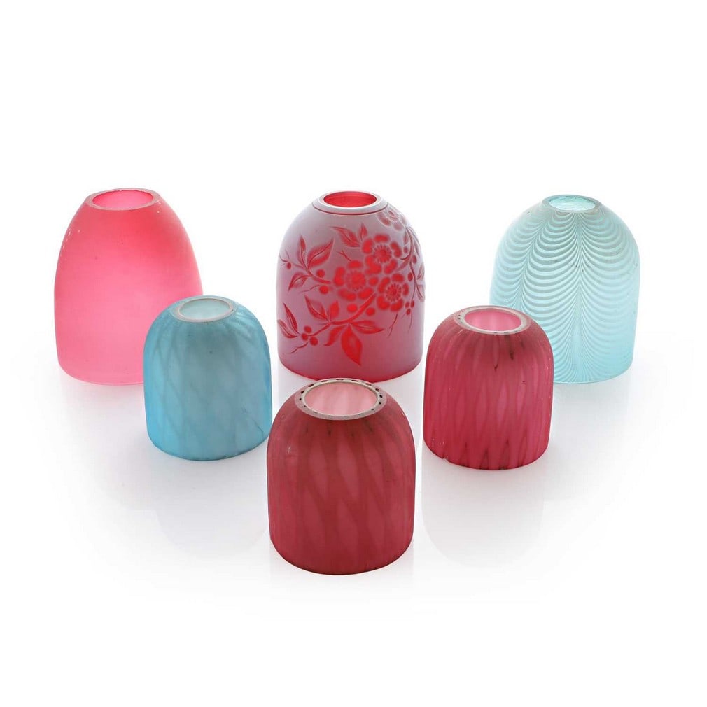 A group of six Victorian glass fairy night light shades, late 19th century, (1 of 2)