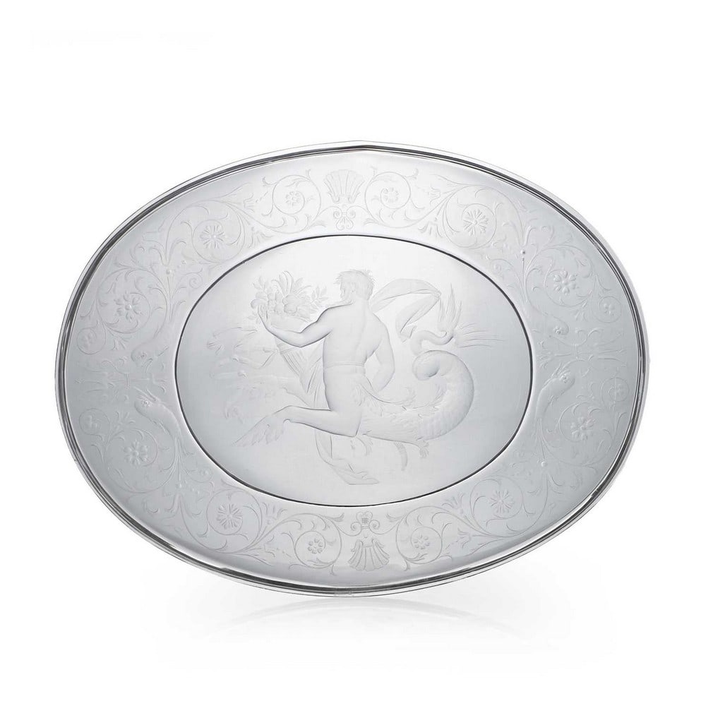 J & L Lobmeyr engraved glass plate, circa 1890, Austrian, (1 of 2)