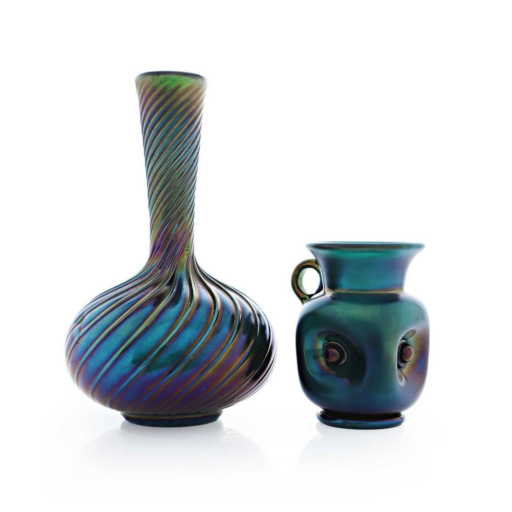 Two Thomas Webb & Sons 'Bronze' glass vases, circa 1880, Stourbridge, (1 of 2)