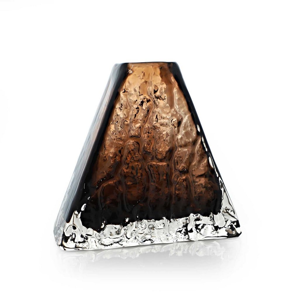 Geoffrey Baxter (British, 1922-1995) for Whitefriars, a 'Pyramid' vase, No. 9674, circa 1970,: Geoffrey Baxter (British, 1922-1995) for Whitefriars, a 'Pyramid' vase, No. 9674, circa 1970, in Cinnamon, mould-blown glass (18cm wide, 6.5cm deep, 17cm high) Condition Report: There is a very small