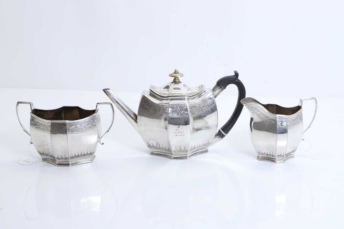 A silver composed three piece tea service, (1 of 1)