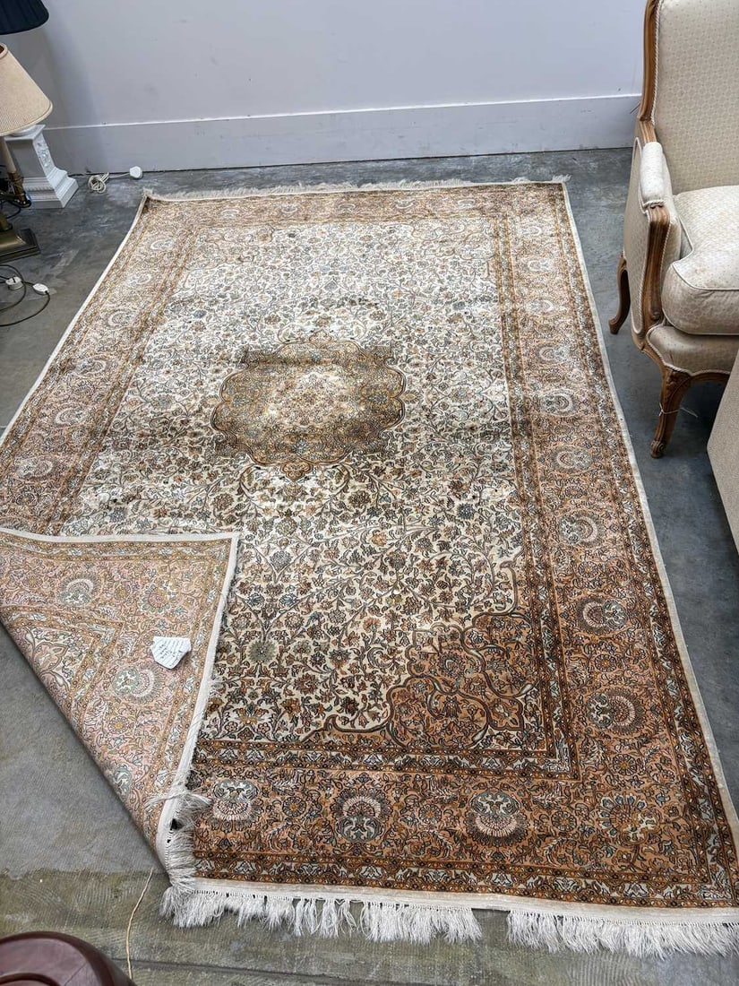 A Persian design part silk rug, - 13