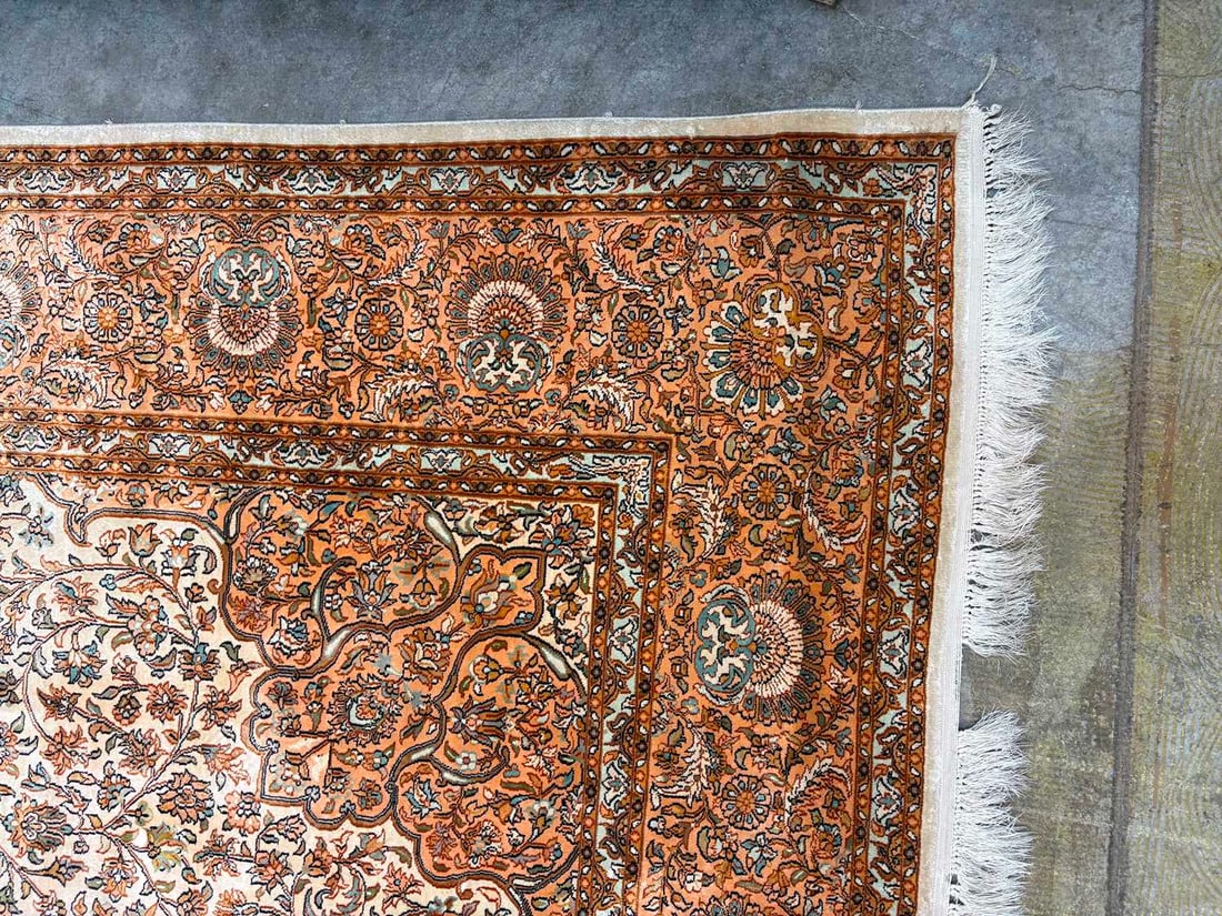 A Persian design part silk rug, - 14