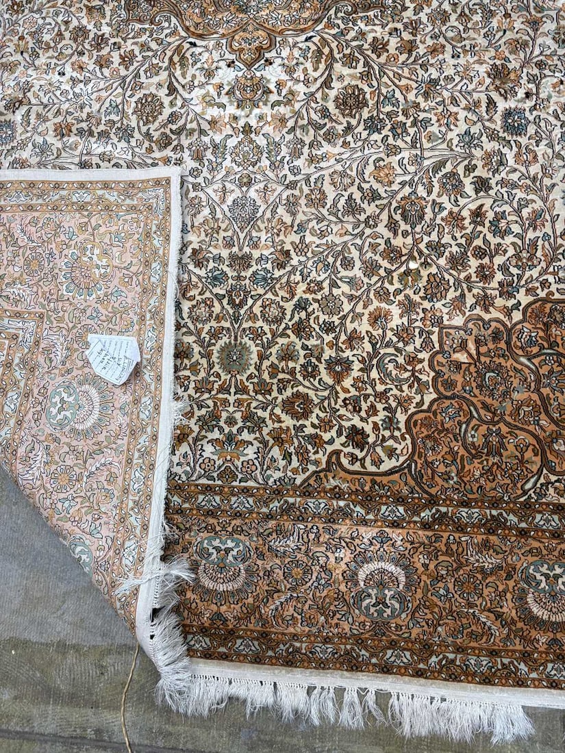 A Persian design part silk rug, - 3