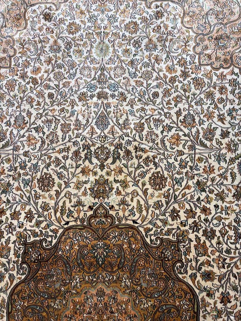 A Persian design part silk rug, - 4