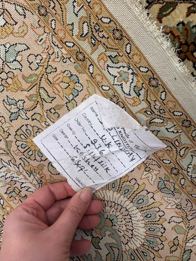 A Persian design part silk rug, - 7