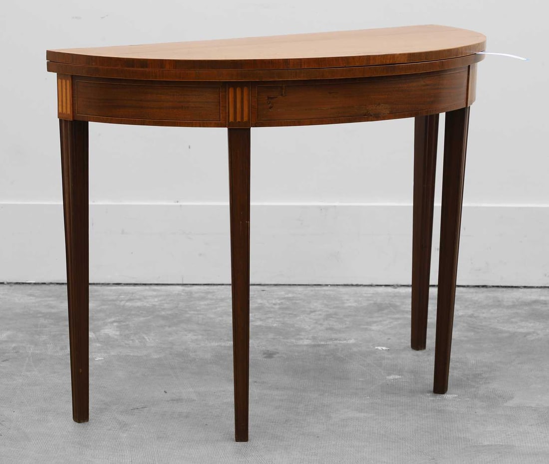 A George III mahogany and satinwood card table, third quarter of the 18th century, - 2