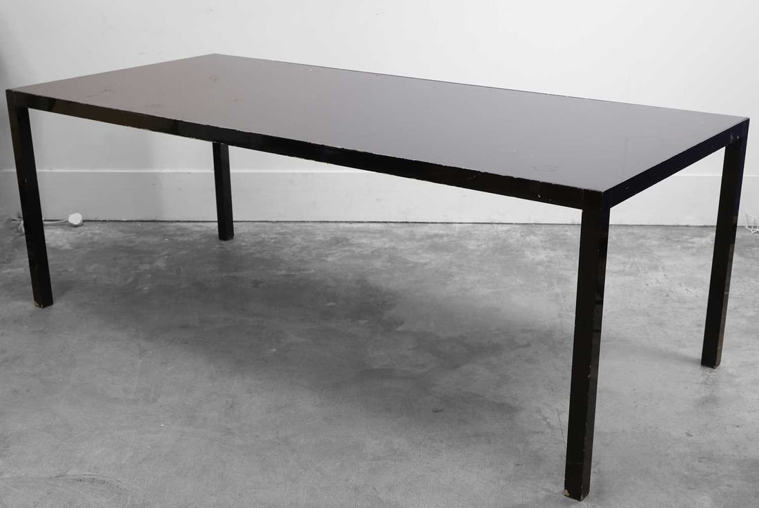 A MDF Italia 'Lim' glass top dining table or desk, of recent manufacture, (1 of 2)