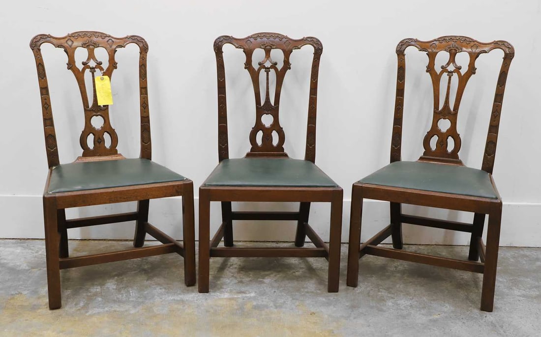 Three Chippendale style mahogany dining chairs, (1 of 2)