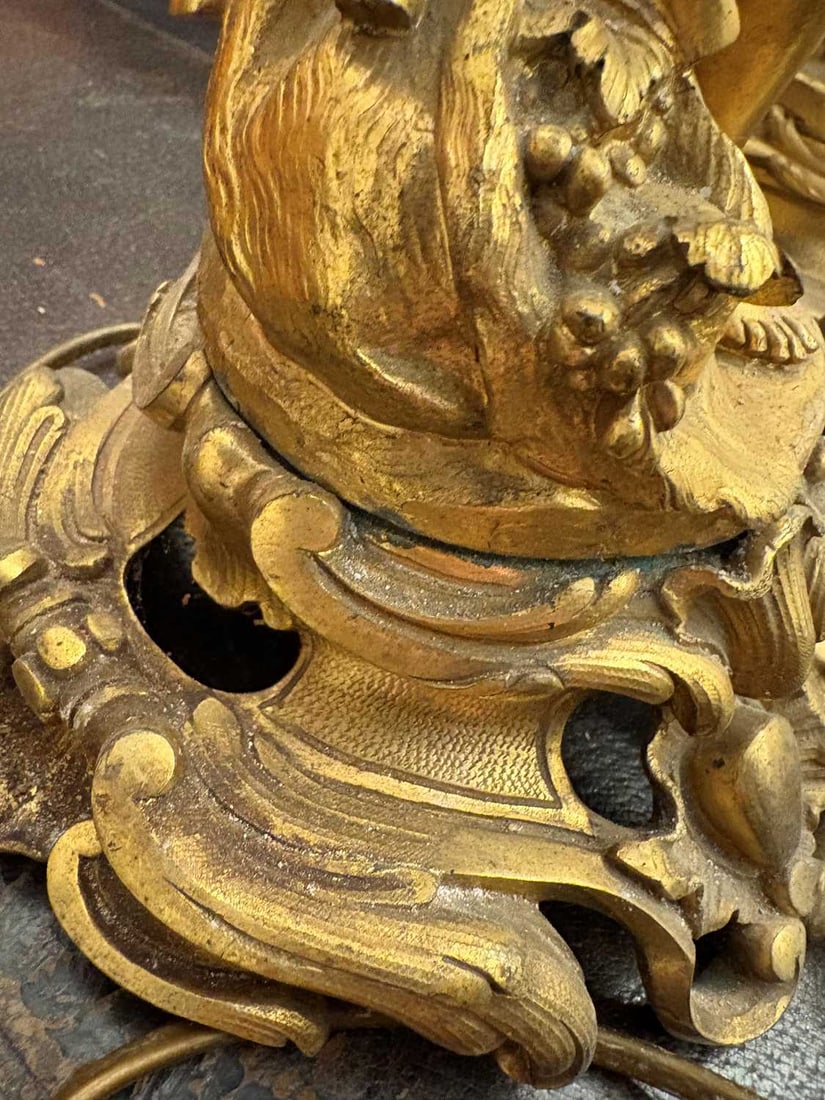 A pair of gilt metal table lamps, - 13