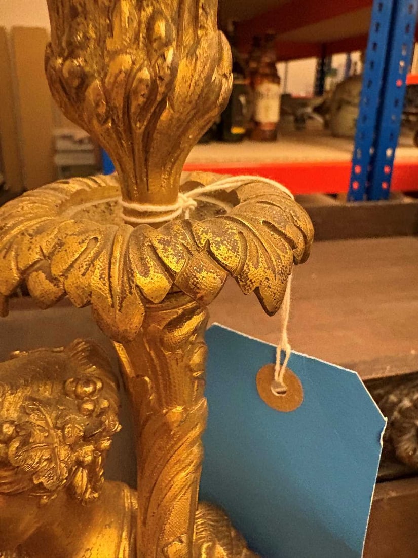 A pair of gilt metal table lamps, - 6