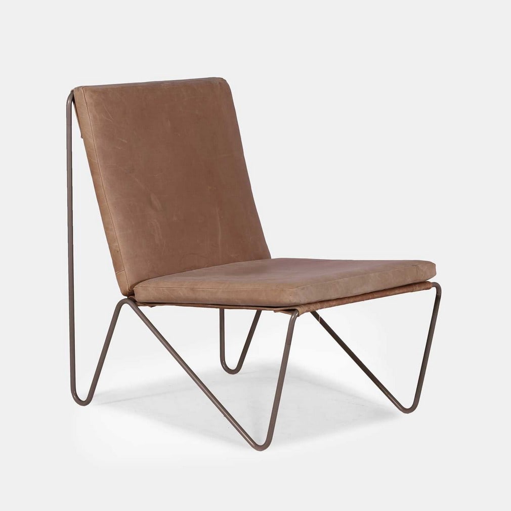 ▲ Verner Panton (Danish, 1926-1998), a 'Bachelor' chair,: ▲ Verner Panton (Danish, 1926-1998), a 'Bachelor' chair, circa 1950s, Danish, the tubular nickel-plated steel frame with a grey leather seat and back pad, unmarked (52cm wide, 69cm deep,