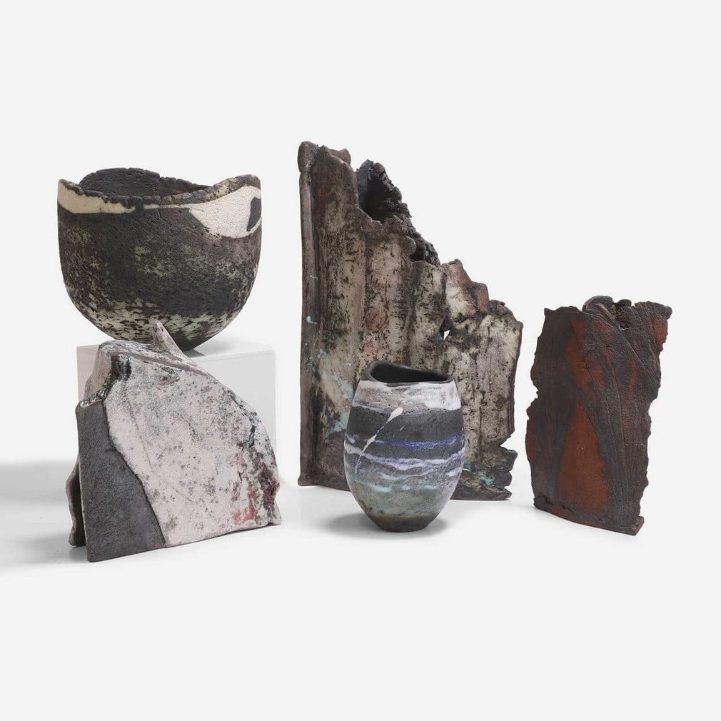 Paula Downing (British, b.1948), five vessels, (1 of 2)