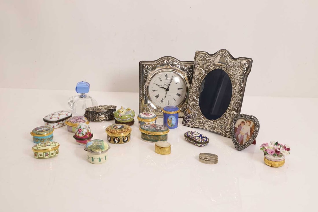A collection of enamelled and porcelain boxes and silver-mounted items, of recent manufacture, (1 of 1)