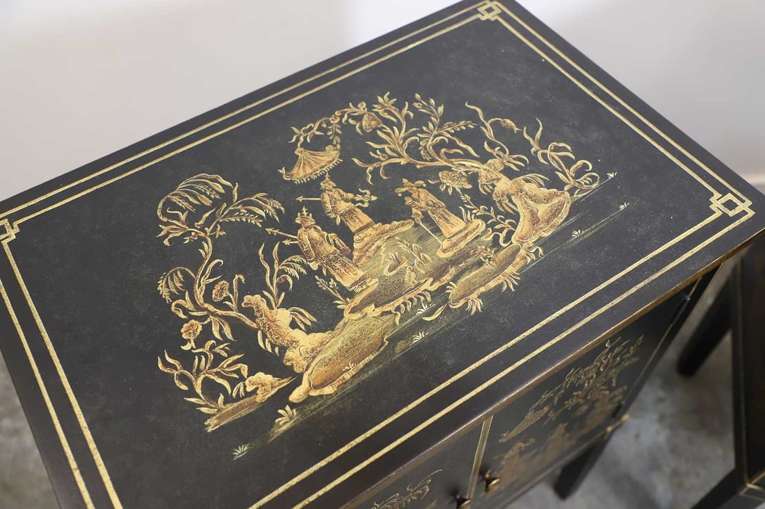 A pair of japanned side cabinets, modern, believed to be OKA, - 2