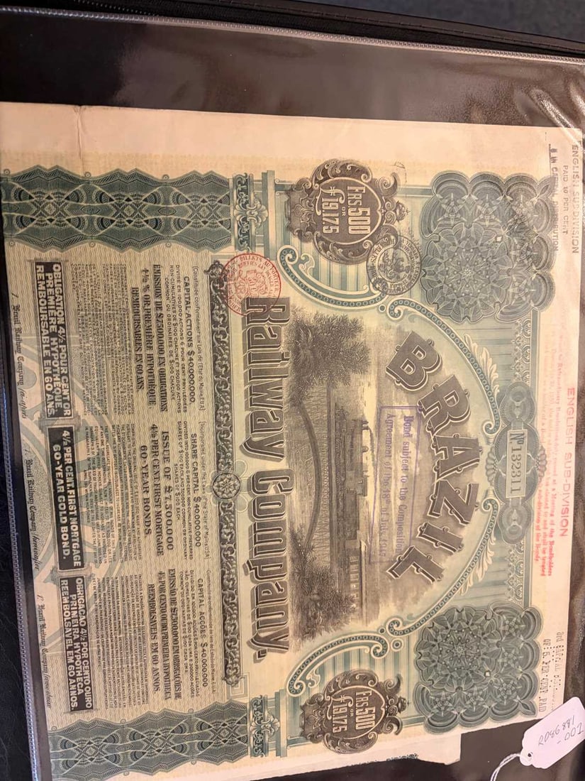 A collection of share certificates, - 10