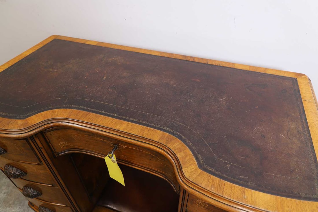 A Victorian walnut pedestal desk, mid-19th century, - 2