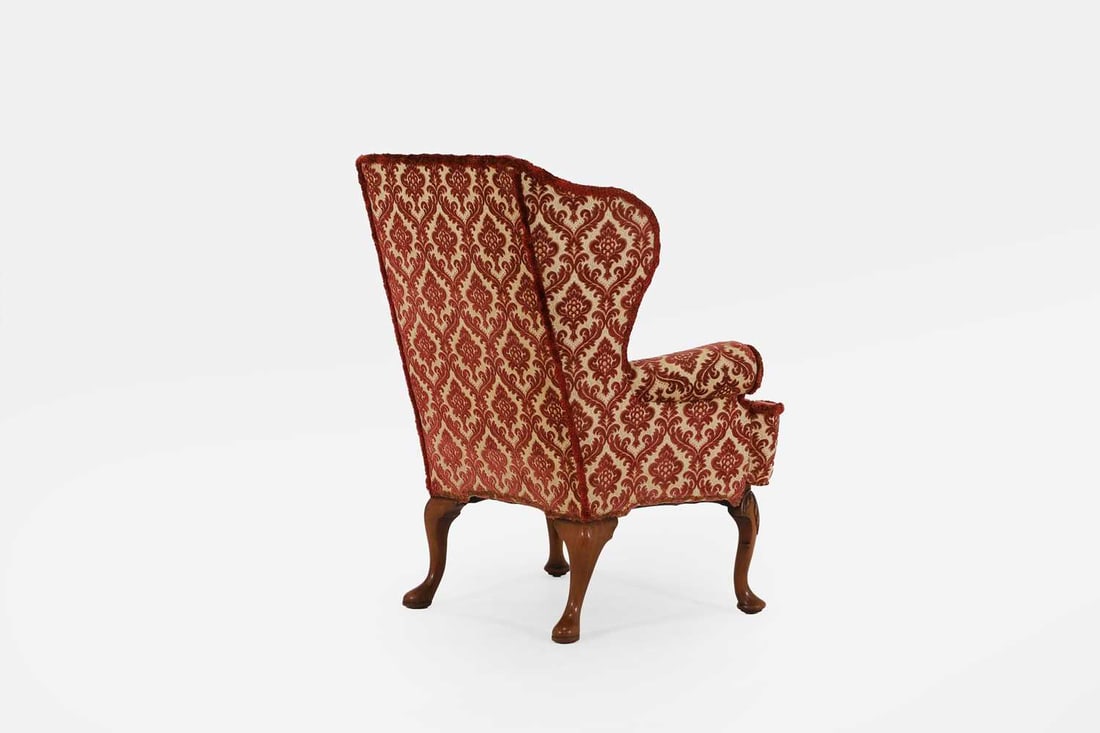 A George II-style walnut wing armchair, early 20th century, - 3