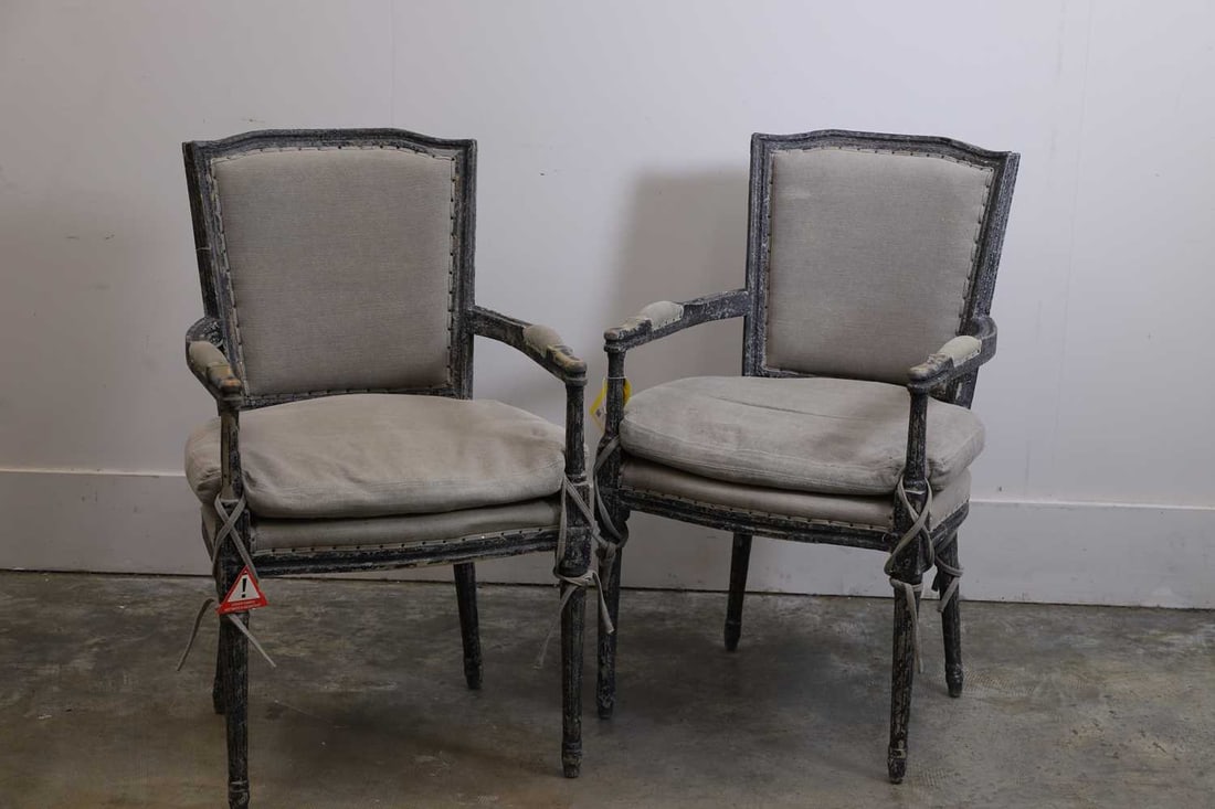 A pair of painted elbow chairs, modern, believed to be by OKA, (1 of 1)