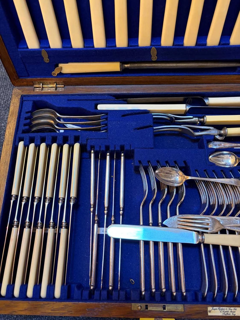 A silver plated twelve place canteen, - 3