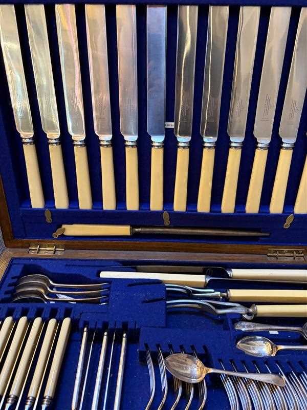 A silver plated twelve place canteen, - 4