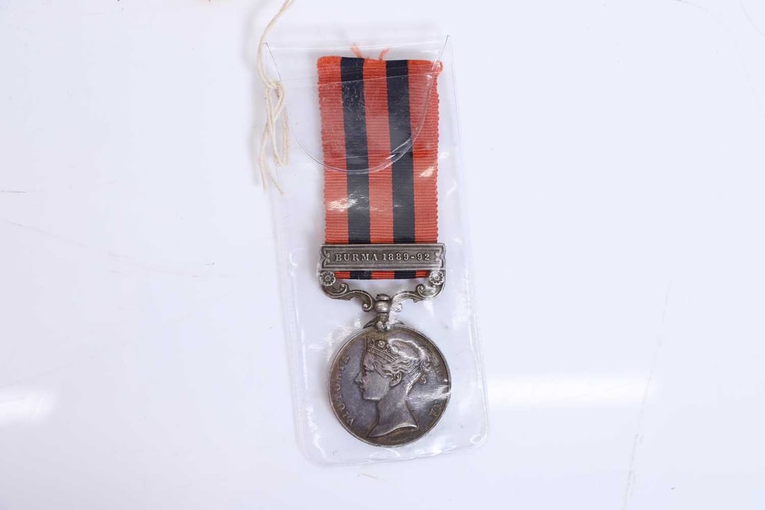 India general service medal, 1854,: India general service medal, 1854, with Burma 1889-92 clasp (729 Sepoy Pilan Ditt 33rd Madras Infy) 1