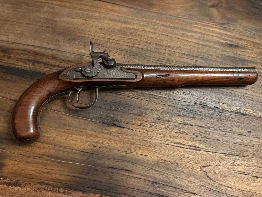 A Scottish percussion converted duelling pistol by Innes and Wallace, c.1790 (1 of 1)