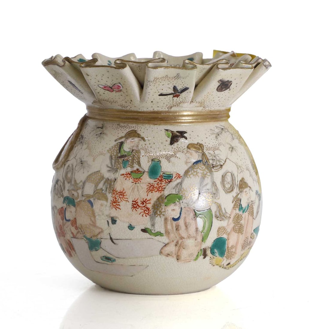 A Satsuma lidded sack-form jar and cover, circa 1900, (1 of 1)