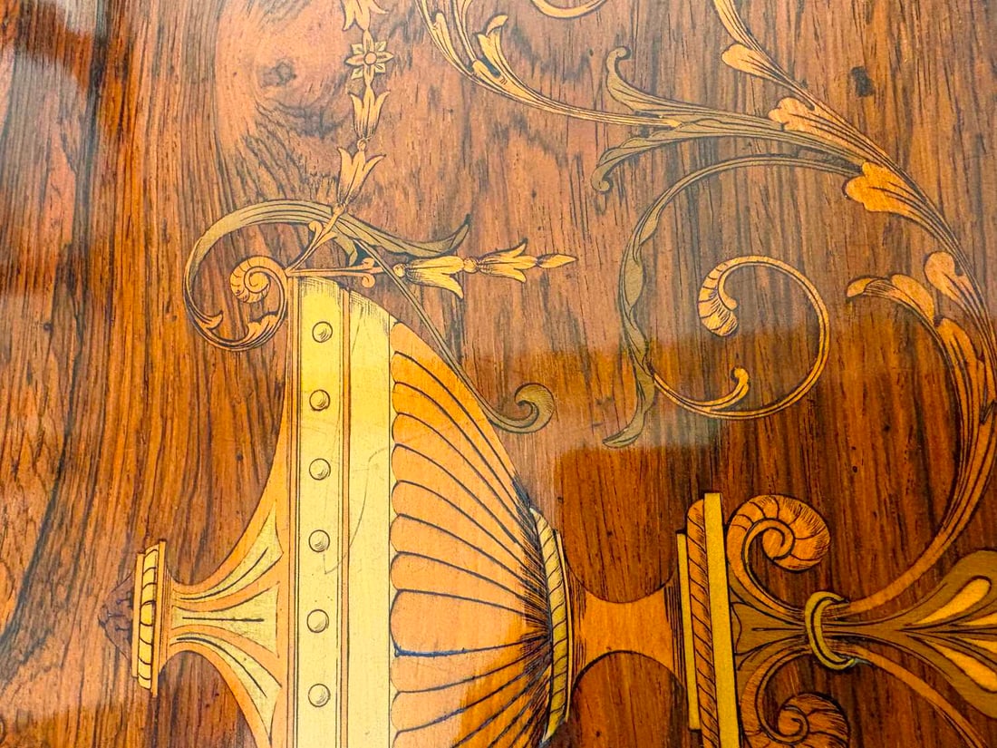 A Victorian inlaid rosewood console table, circa 1890, - 10