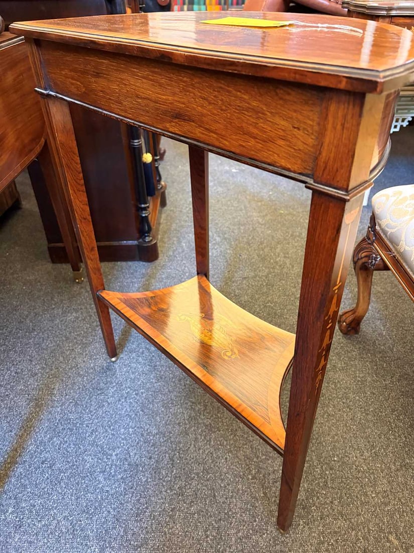 A Victorian inlaid rosewood console table, circa 1890, - 2