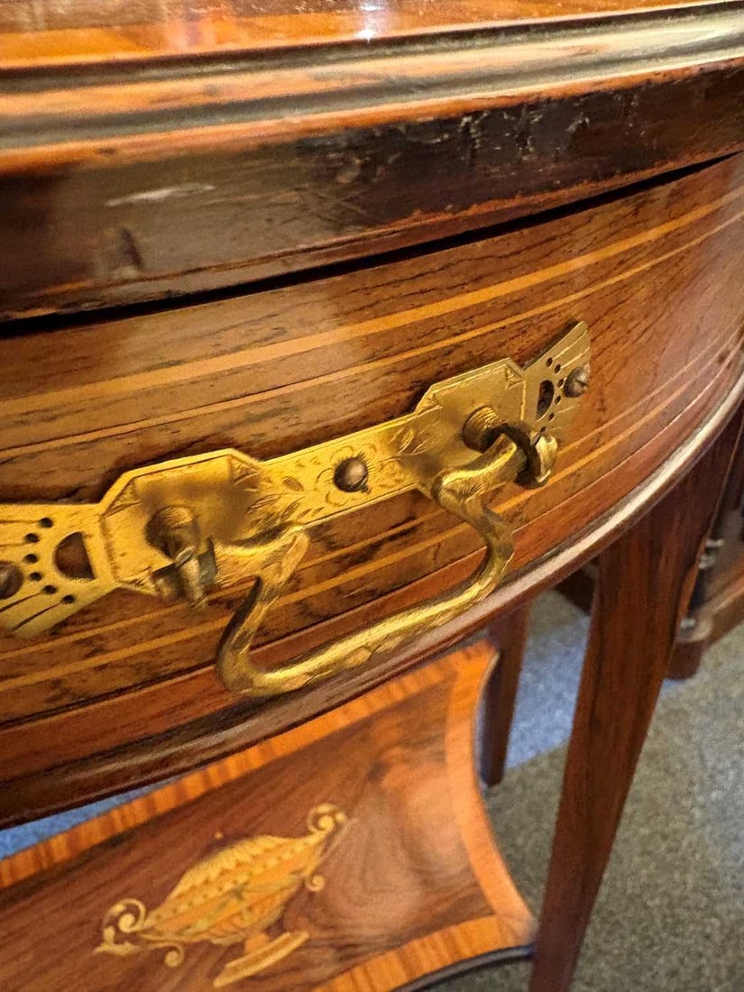 A Victorian inlaid rosewood console table, circa 1890, - 9
