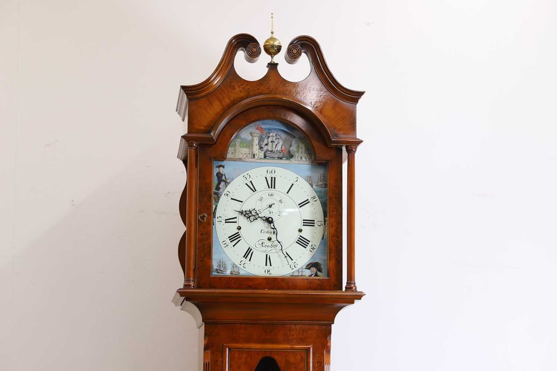 A Comitti 'Trafalgar' inlaid cherry and burr yew veneered longcase clock, circa 2005, commemorating - 2